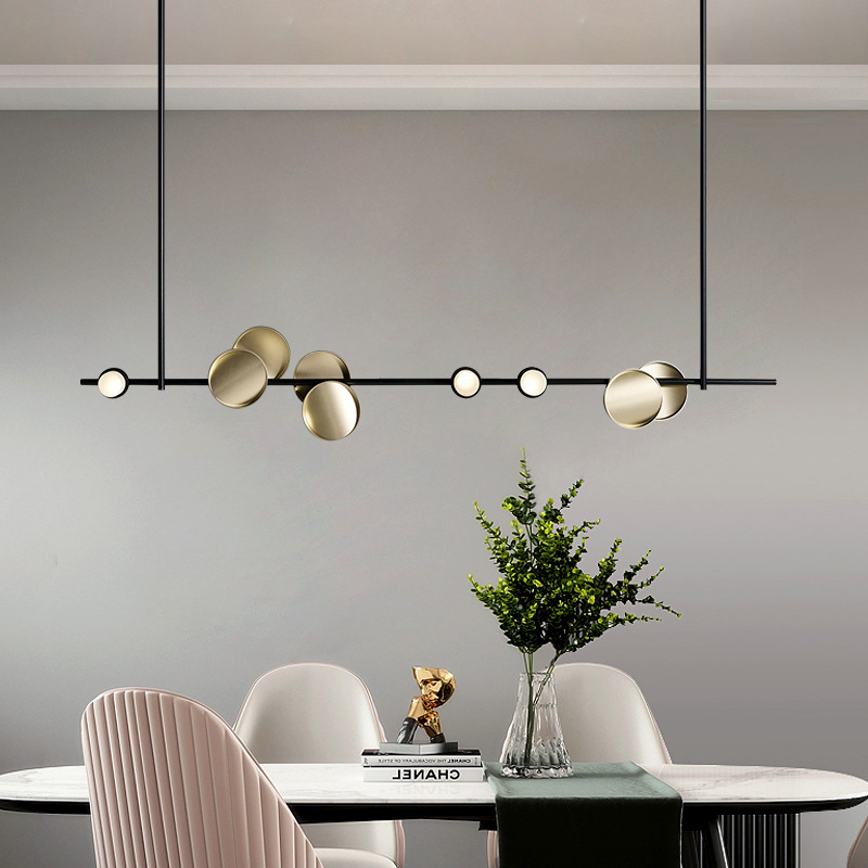 Interior Design Kitchen And Living Room - Современный минималистичный декор, потолочная люстра, лампа